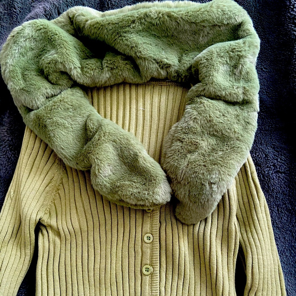 Fur trim cardigan